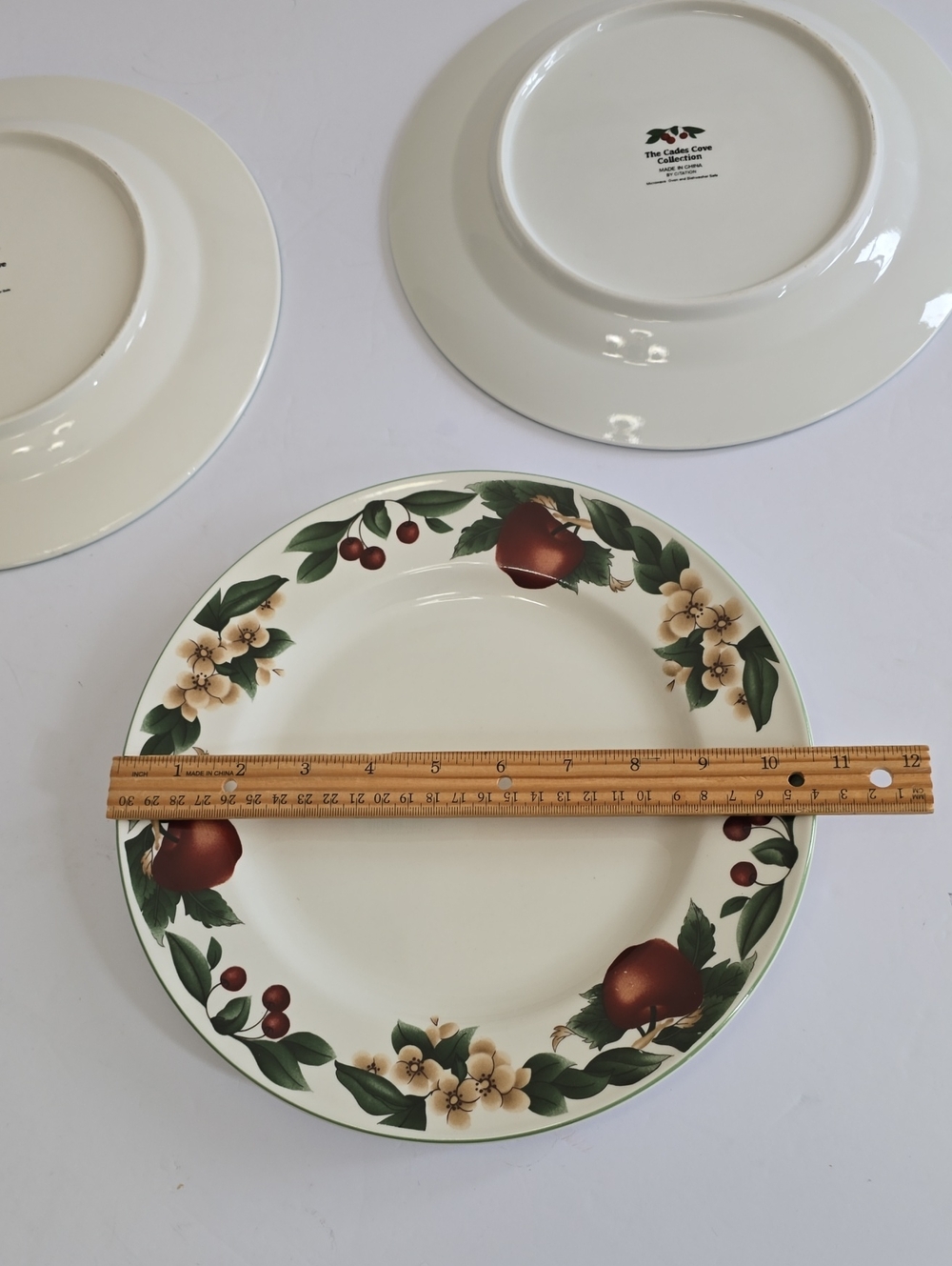 Citation Set Of 3 Cades Cove Dinner Plates Apple Orchard Ceramic10.5" - Picture 12 of 14